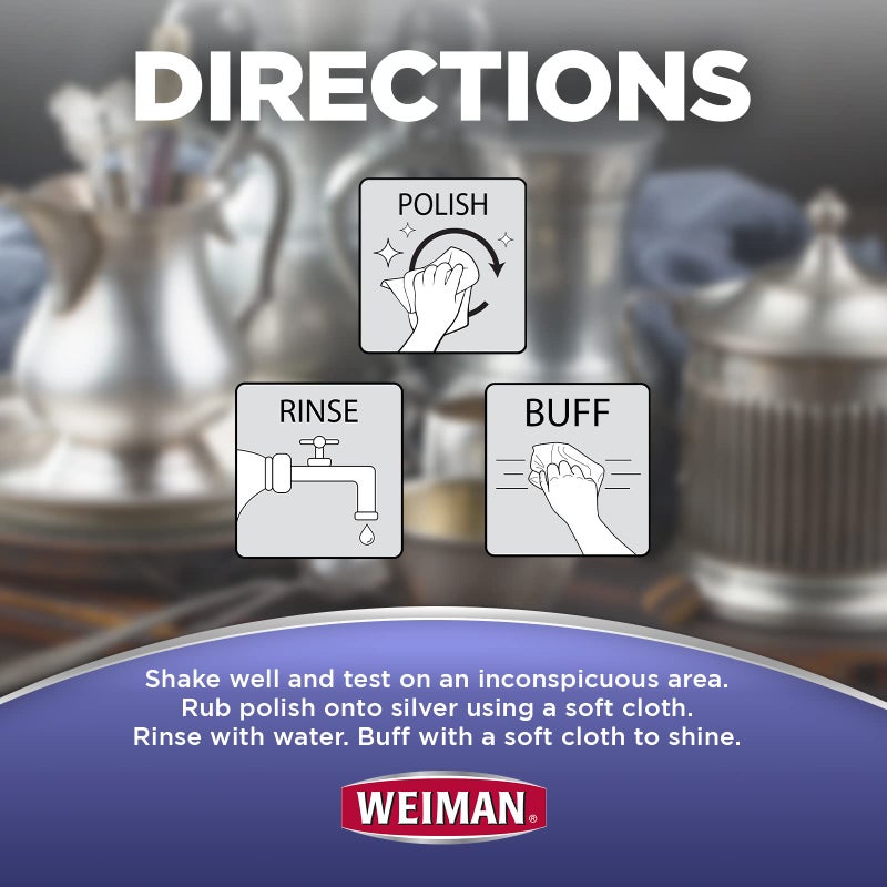 Weiman Silver Polish and Cleaner - 8 Ounce - Clean Shine and Polish Safe Protective Prevent Tarnish - Image 4