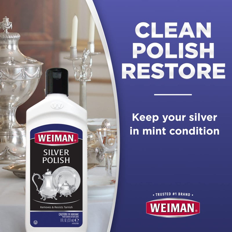 Weiman Silver Polish and Cleaner - 8 Ounce - Clean Shine and Polish Safe Protective Prevent Tarnish - Image 3