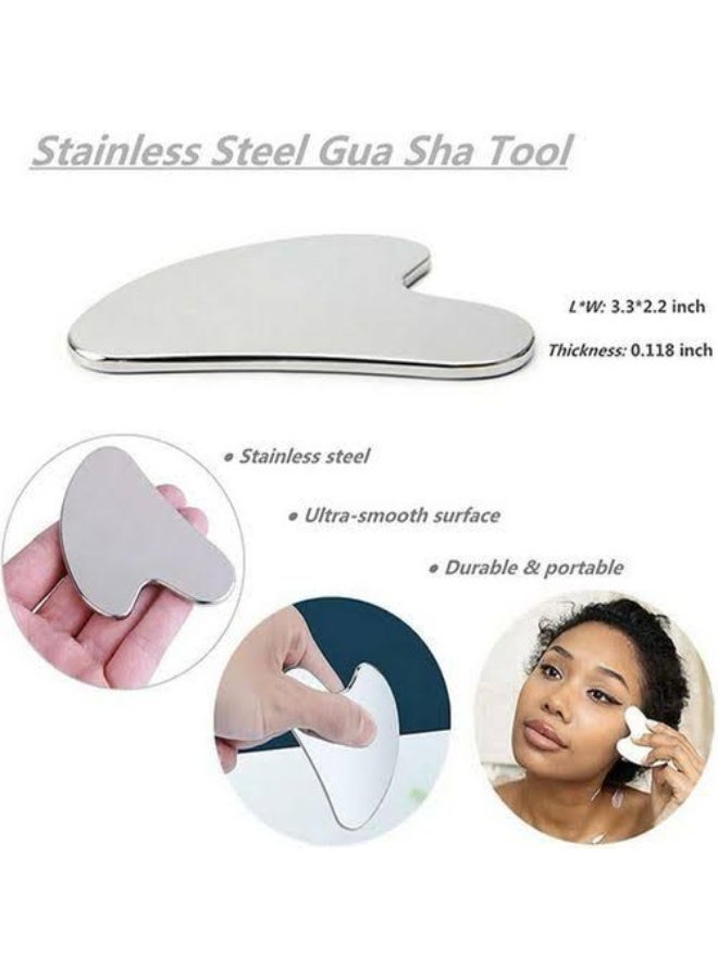 Gua Sha Massage Tool, Stainless Steel Gua Sha Tools, Gua Sha Facial Scraper, Gua Sha Facial Treatment with Heart Shape GSS12 - Image 2