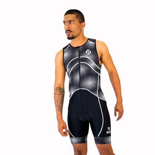 SLS3 Triathlon Suits Mens Premium Trisuit Triathlon Men Sleeveless Quick Drying Tri Kit with Large Back Pocket Black Flux Medium - Image 3