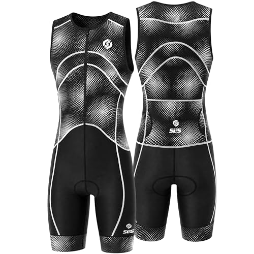 SLS3 Triathlon Suits Mens Premium Trisuit Triathlon Men Sleeveless Quick Drying Tri Kit with Large Back Pocket Black Flux Medium - Image 1