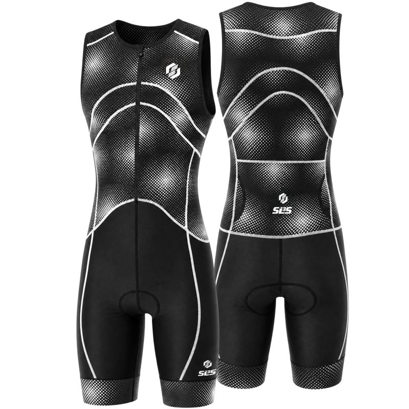 SLS3 Triathlon Suits Mens Premium Trisuit Triathlon Men Sleeveless Quick Drying Tri Kit with Large Back Pocket Black Flux Medium - Image 2