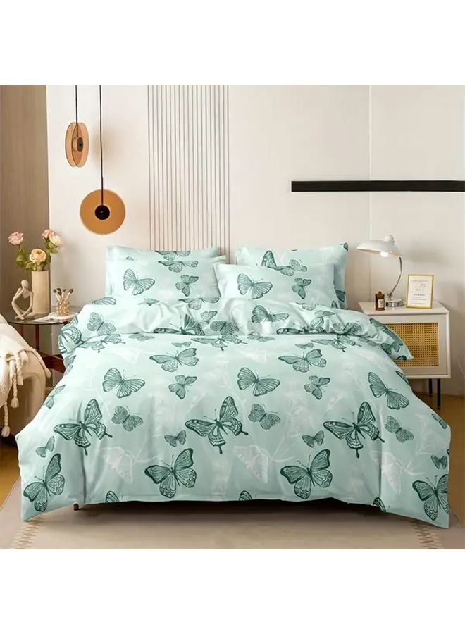 غطاء لحاف مجموعة طباعة الفراشة الخضراء 100% بوليستر ناعم قابل للتنفس 78.74 × 78.74 بوصة - Image 2