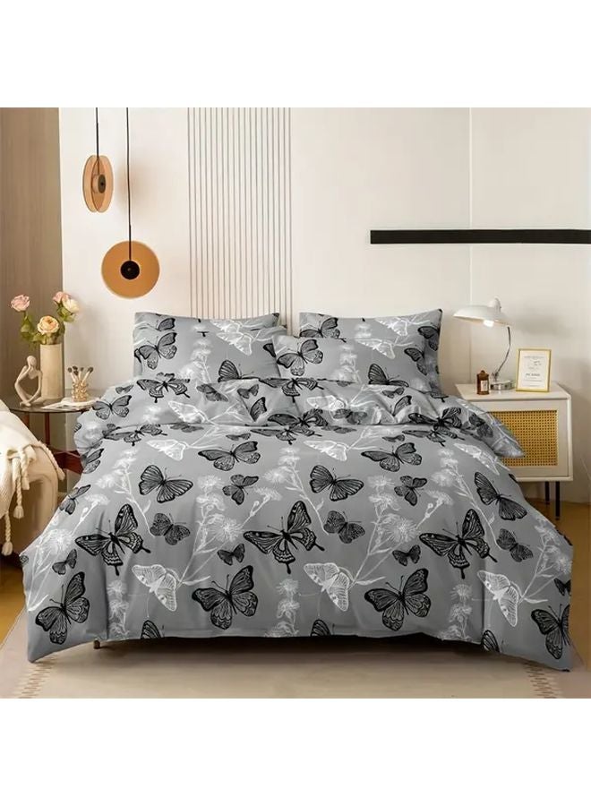 غطاء لحاف مجموعة طباعة الفراشة الخضراء 100% بوليستر ناعم قابل للتنفس 78.74 × 78.74 بوصة - Image 4