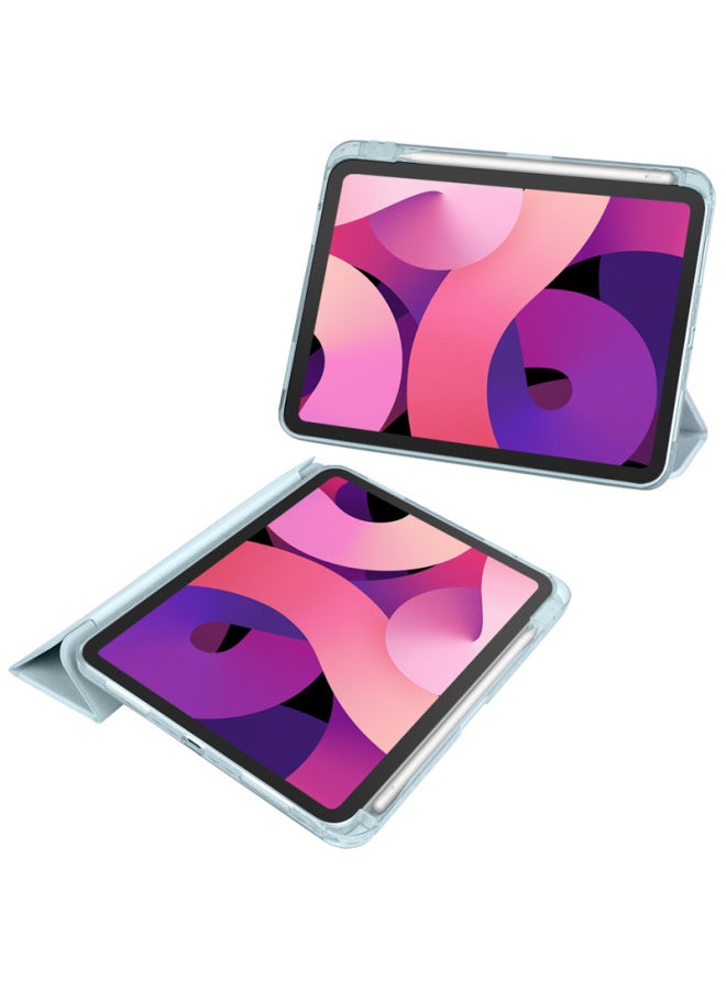 Applicable 2024ipad Air6 High Permeability Tri-fold Protective Cover 10.2/10.9 Pen Slot Leather Cover Pro11/13-Color:Black (transparent)-Applicable Models:Ipad 10.2 (2019/20/21) 789 Generation - Image 5