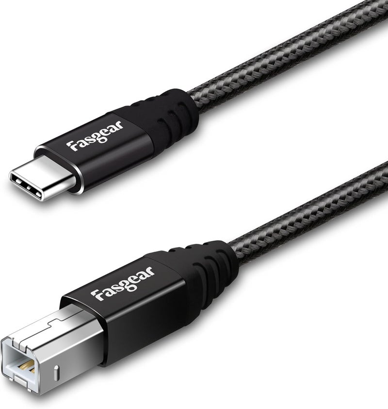 Type C to USB B Cable,1 Pack 3ft Nylon Braided Printer Scanner Cord with Metal Connector Compatible with HP LaserJet, Canon, Samsung, Brother, Xerox and other Printers (Black) - Image 1