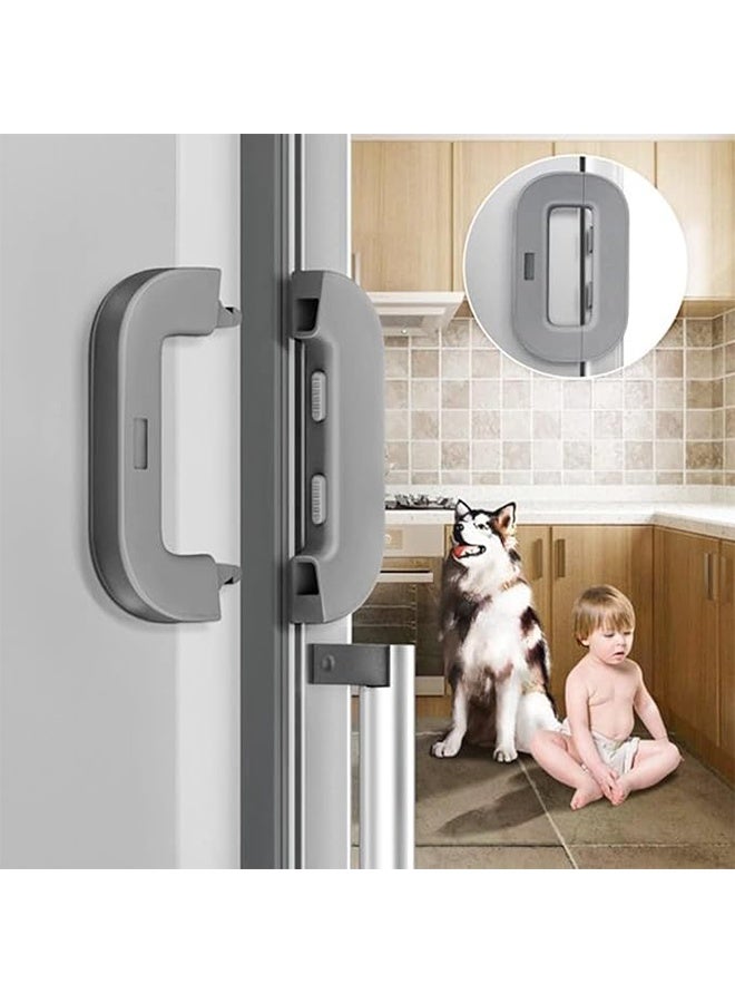 2-Piece Fridge Freezer Door Lock Latch, Home Fridge Locks, Sealing Strip, Automatically Lock While Closing the Door, Grey - Image 2