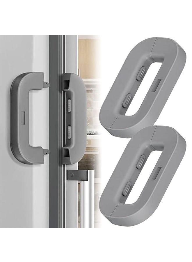 2-Piece Fridge Freezer Door Lock Latch, Home Fridge Locks, Sealing Strip, Automatically Lock While Closing the Door, Grey - Image 1