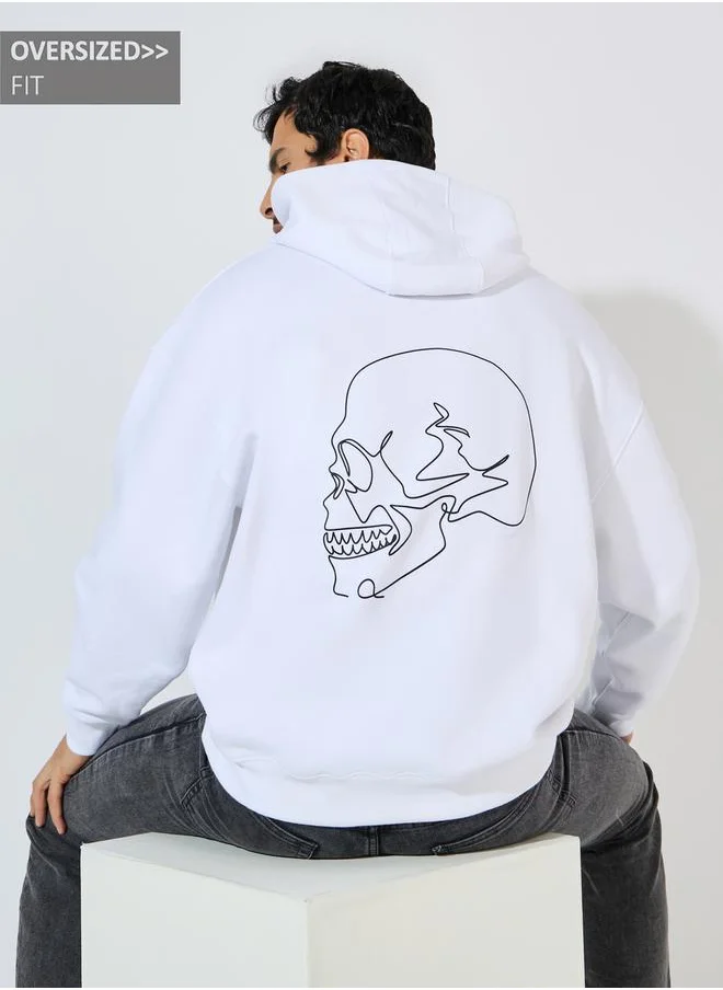 Styli Skull Back Print Heavyweight Oversized Hoodie