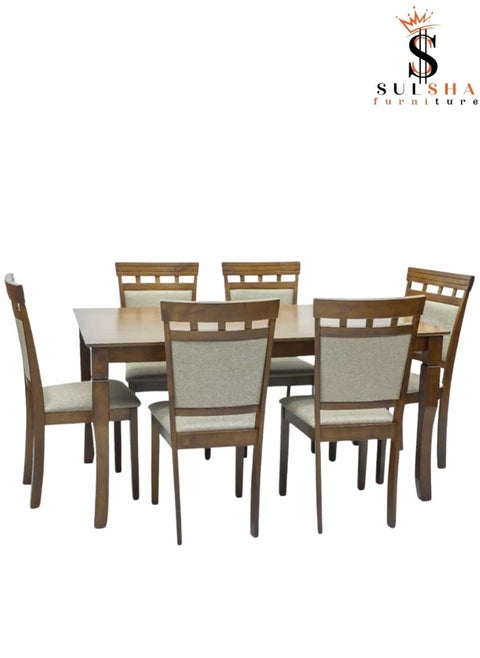 Modern Heavy Duty Solid 6 Seater Dining Table With Poshish Chair 1+6