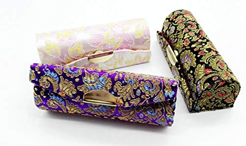 Comicfs Lipstick Case 3pcs /Set Lipstick Case with Mirror, satin Silky Fabric with Gorgeous Design, Random Assorted Colors, Jewelry Box - Image 2