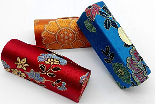 Comicfs Lipstick Case 3pcs /Set Lipstick Case with Mirror, satin Silky Fabric with Gorgeous Design, Random Assorted Colors, Jewelry Box - Image 3