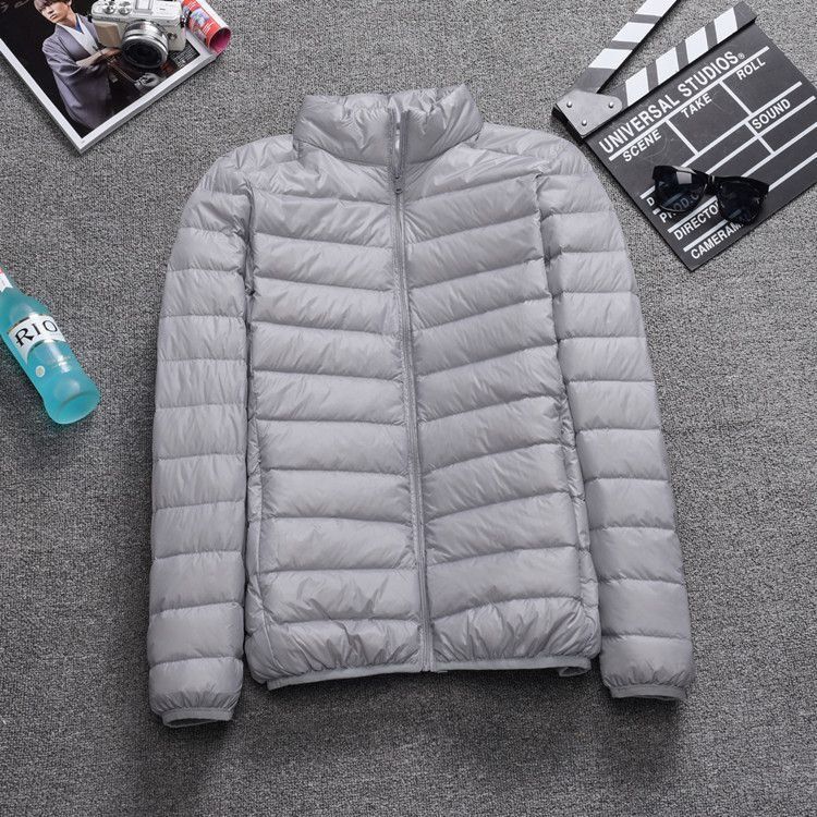 2023 Foreign Trade Winter plus size Mens Cotton-padded jacket Short Light and Thin Cotton-padded Clothes Work Clothes Labor Protection Small Cotton-padded Coat Mens Coat Gray stand collar