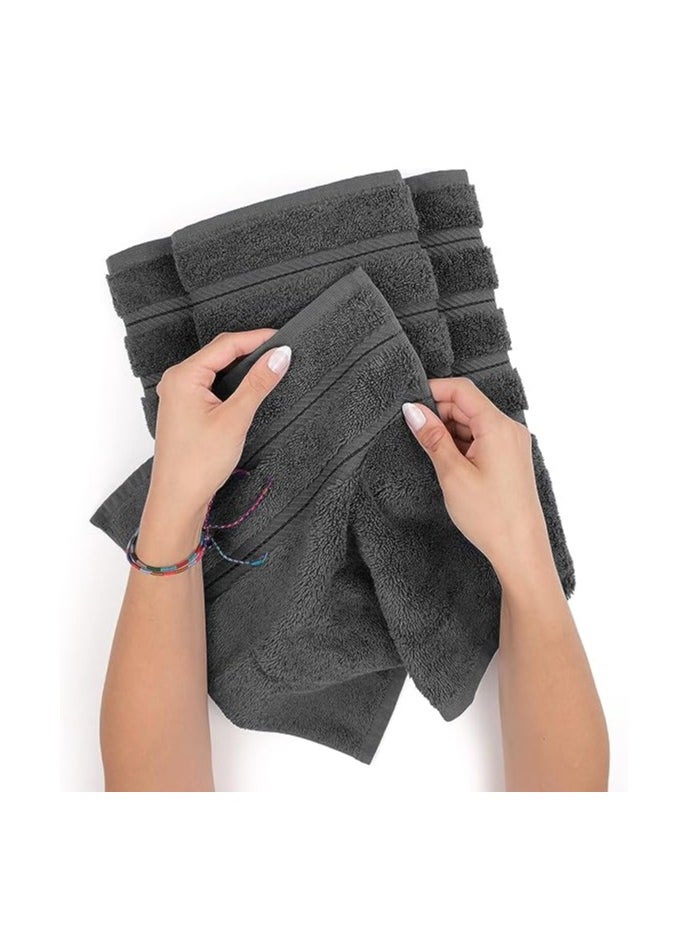 Safi Plus Towel Set 3 Piece Luxury Hotel Quality 600 GSM 100% Genuine Combed Cotton, Super Soft & Absorbent Family Bath Towels -  1 Bath Towel, 1 Hand Towel, 1 Washcloth - Dark Grey  - Image 3
