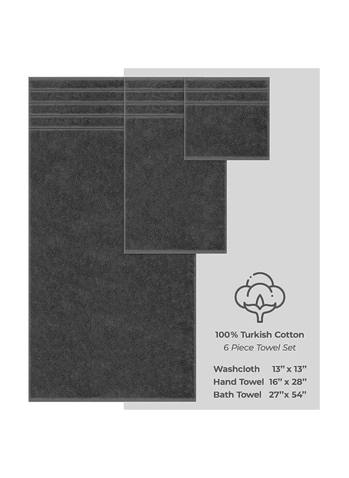 Safi Plus Towel Set 3 Piece Luxury Hotel Quality 600 GSM 100% Genuine Combed Cotton, Super Soft & Absorbent Family Bath Towels -  1 Bath Towel, 1 Hand Towel, 1 Washcloth - Dark Grey  - Image 5