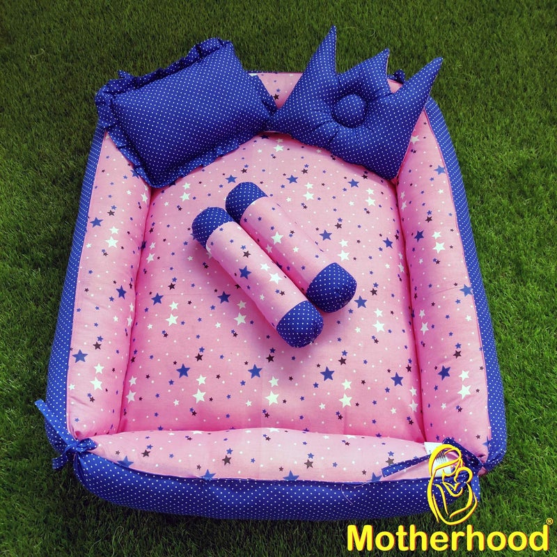 MOTHERHOOD MOTHERHOOD Box Baby Tub Bed and 4 pc Baby Pillow Luxury Baby Mattress Bed Sleeper Bedding Set coSleeper Safe Cotton Fabric with RFilled UltraSoft Comfortable for Newborn Pink - Image 2