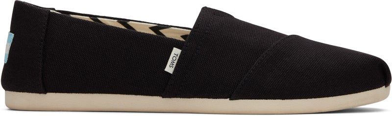 TOMS Women's Alpargata Recycled Cotton Canvas Slip On Sneaker Black Recycled Cotton Canvas