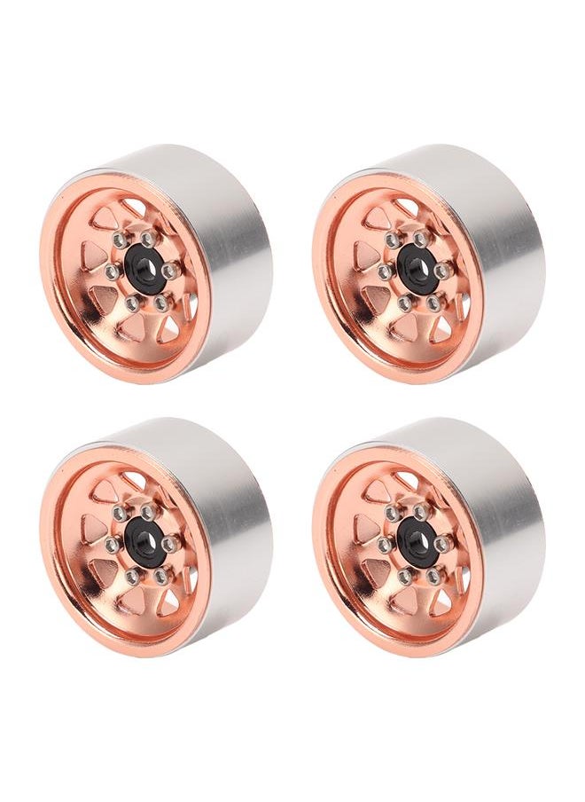 Thoraya 4pcs RC Car Wheel Hub 1.0in Crawler Car General 7mm Hex Driver Silver Outer Triangular 9 Holes Metal Wheel Rims Gold  - Image 2