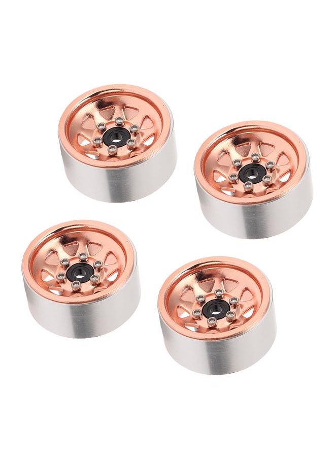 Thoraya 4pcs RC Car Wheel Hub 1.0in Crawler Car General 7mm Hex Driver Silver Outer Triangular 9 Holes Metal Wheel Rims Gold  - Image 3