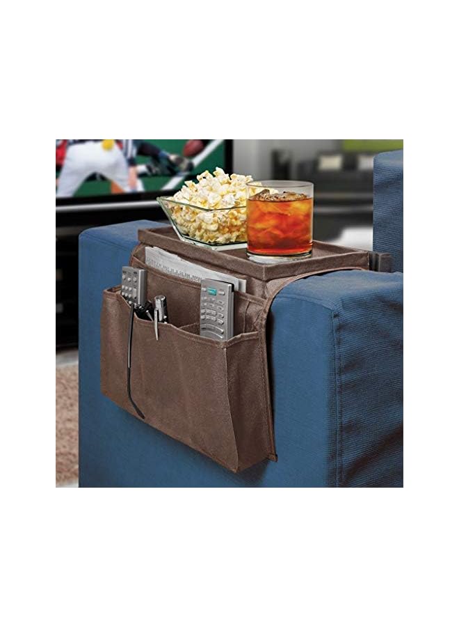 The Bros منظم ذراع الأريكة - حاملي المجلات - جيب منظم ذراع الأريكة - أريكة - كرسي ذراع - حامل جهاز التحكم عن بعد - منظم الهاتف المحمول - كتاب - ترتيب الأريكة - كراسي الأريكة - منظم الأريكة (بني) - Image 2