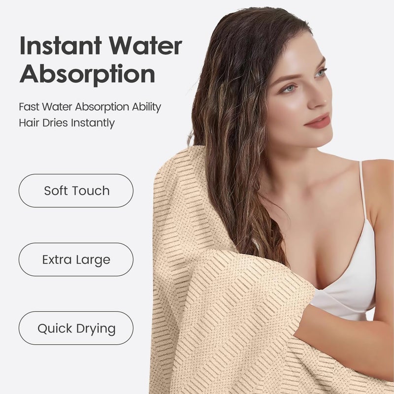 JML Microfier Bath Towels Set, Large Microfier Body Towel for Adult, 2 Pack, 30" x 60", Oversized, Soft, Super Absorbent, Fast Drying, Use for Suana,Gym,Sport, Fitness, Yoga, Diamond Cross Grid Camel - Image 5