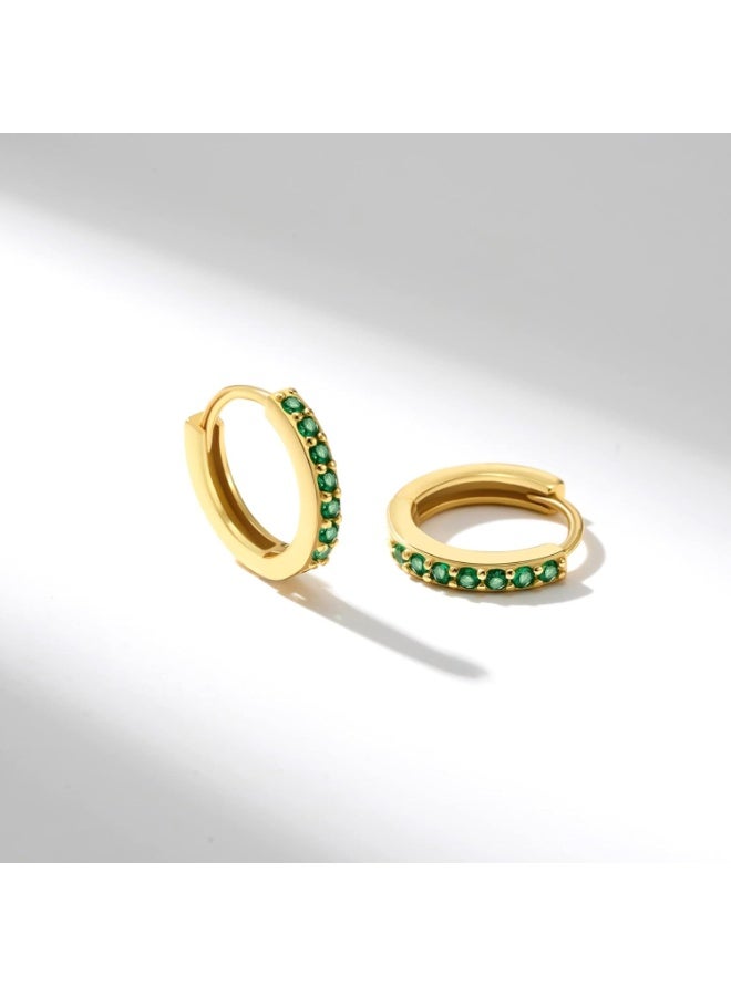 Julia Store 18k Gold Plated Stainless Steel Trendy Charm Delicate Crystal Hoop Earrings with Austrian Crystals, Beautiful Sparkling Gold Hoops Earring Jewelry Gift - Image 4