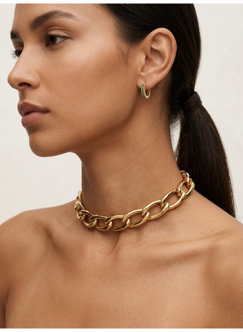 Julia Store 18k Gold Plated Stainless Steel Trendy Charm Delicate Crystal Hoop Earrings with Austrian Crystals, Beautiful Sparkling Gold Hoops Earring Jewelry Gift - Image 5