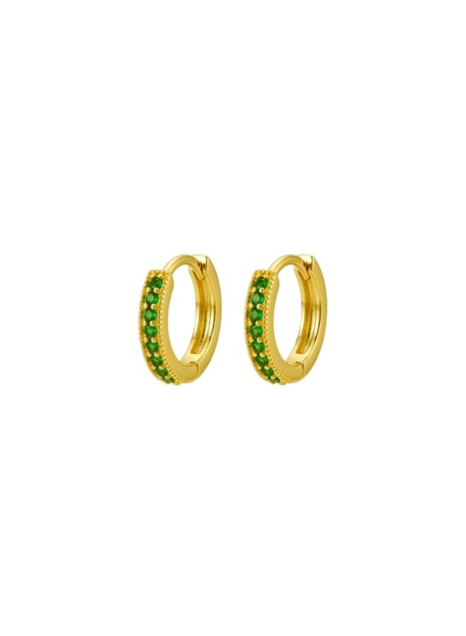 Julia Store 18k Gold Plated Stainless Steel Trendy Charm Delicate Crystal Hoop Earrings with Austrian Crystals, Beautiful Sparkling Gold Hoops Earring Jewelry Gift - Image 1