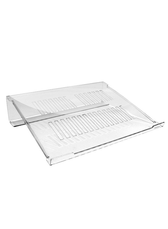 أميازي ™AMIAZI حامل لابتوب أكريليك شفاف، رافع مريح للمكتب، متوافق مع ماك بوك برو، ماك بوك إير، كروم بوك، ميت بوك وأجهزة اللابتوب من 10 إلى 15.6 بوصة، المقاس 34 × 27 × 7.5 سم