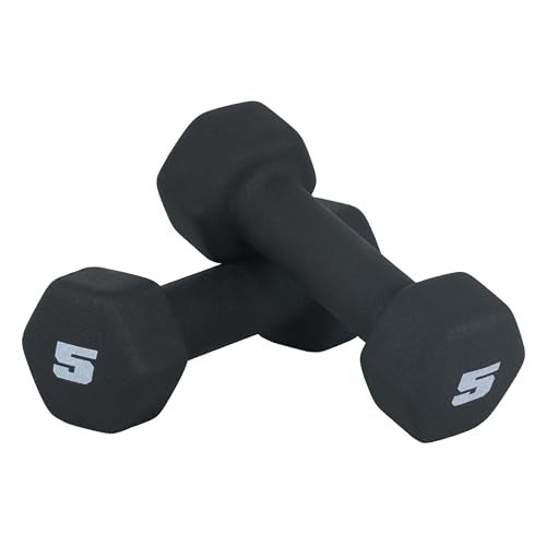 CAP Barbell Neoprene Dumbbell Weights, 5 lb Pair, Black - Image 1