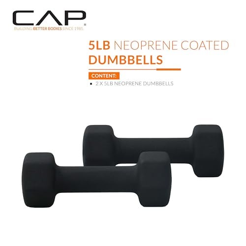 CAP Barbell Neoprene Dumbbell Weights, 5 lb Pair, Black - Image 2
