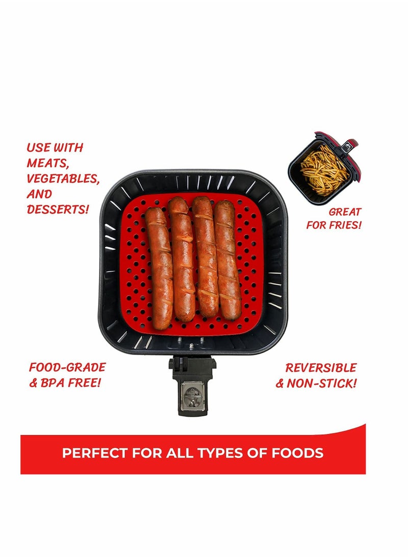 Y&D - Reusable Air Fryer Liners 7.5 Inch Square Food-Grade Silicone Non-Stick Mats Accessories For COSORI INSTANT VORTEX, NUWAVE POWER XL AND MORE (7.5“) - Image 1
