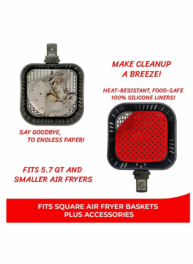 Y&D - Reusable Air Fryer Liners 7.5 Inch Square Food-Grade Silicone Non-Stick Mats Accessories For COSORI INSTANT VORTEX, NUWAVE POWER XL AND MORE (7.5“) - Image 1