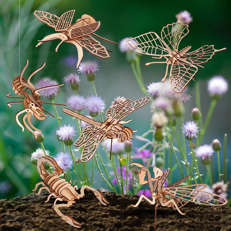 calary 3D Wooden Puzzle Simulation Animal Dinosaur Assembly DIY Model Toy for Kids and Adults,Set of 6 - Image 3