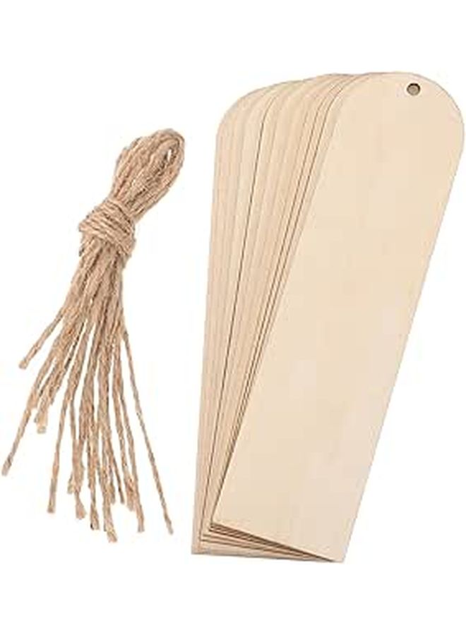 Unfinished Wooden Record Divider Tags with Jute Rope 30PCS DIY Bookmarks for Crafts Home Decor - Image 1