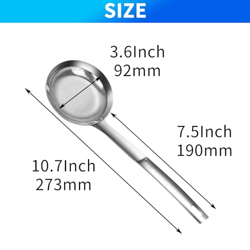 TBWHL Multi-functional Hot Pot Fat Skimmer Spoon - Stainless Steel Fine Mesh Food Strainer for Skimming Grease and Foam DIA 3.7" - Image 2