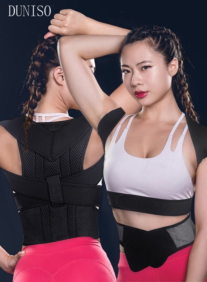 DUNISO Posture Corrector Belt for Adults and Kids Comfortable Adjustable Back Braces Improve Neck Shoulder Posture Bands Pain Relief for Back Shoulders Neck M - Image 1