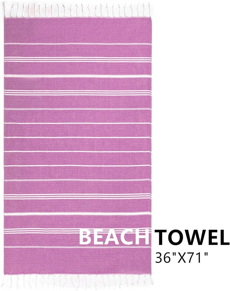 Aegero Turkish Beach Towel, 36"x71" Quick Dry Sand Free Oversized Bath Pool Swim Towel, Lightweight Travel Turkish Towels Vacation Essentials, Rose red - Image 2