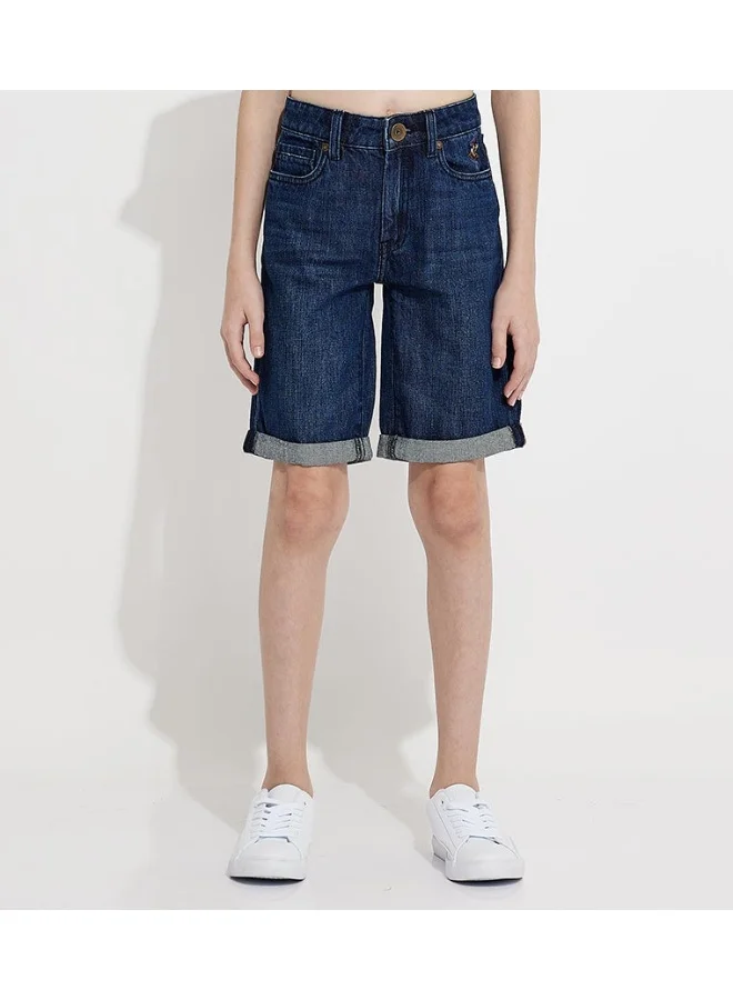 BEVERLY HILLS POLO CLUB Washed Button Closure Denim Shorts