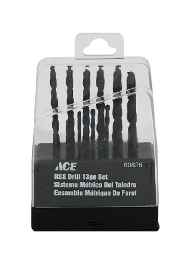 ACE 13-Piece HSS Metric Steel Drill Bit Set Black 12.6 x 8.2 x 3.8 cm 60626