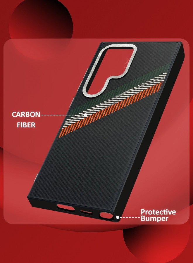 CATANES [for Samsung Galaxy S24 Ultra] Case Cover Carbon Fiber Pattern Phone Case Slim Shockproof Back Cover - Image 2