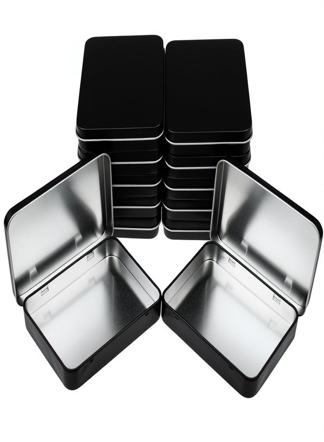 Thintinick 12 Pieces Rectangular Metal Empty Hinged Tins Containers Basic Necessities Home Storage Organizer Mini Box Set, 4.5 x 3.3 x 0.87 inches (Black) - Image 1