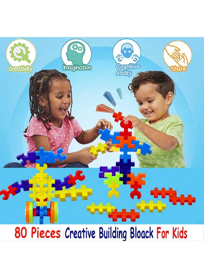 FunBlast Building Blocks for Kids - DIY Building Blocks Toys & Game for Kids, Learning Puzzle Toys for 3+ Years Kids, Boys, Girls, Bricks Toys for Kids (80 Pcs; Multicolor) - Image 4