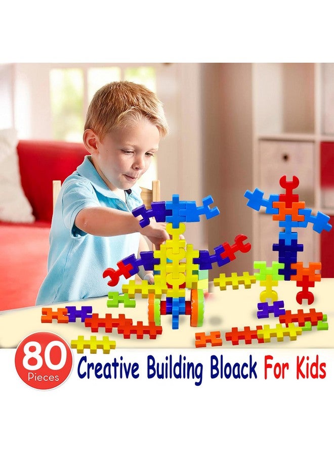 FunBlast Building Blocks for Kids - DIY Building Blocks Toys & Game for Kids, Learning Puzzle Toys for 3+ Years Kids, Boys, Girls, Bricks Toys for Kids (80 Pcs; Multicolor) - Image 3