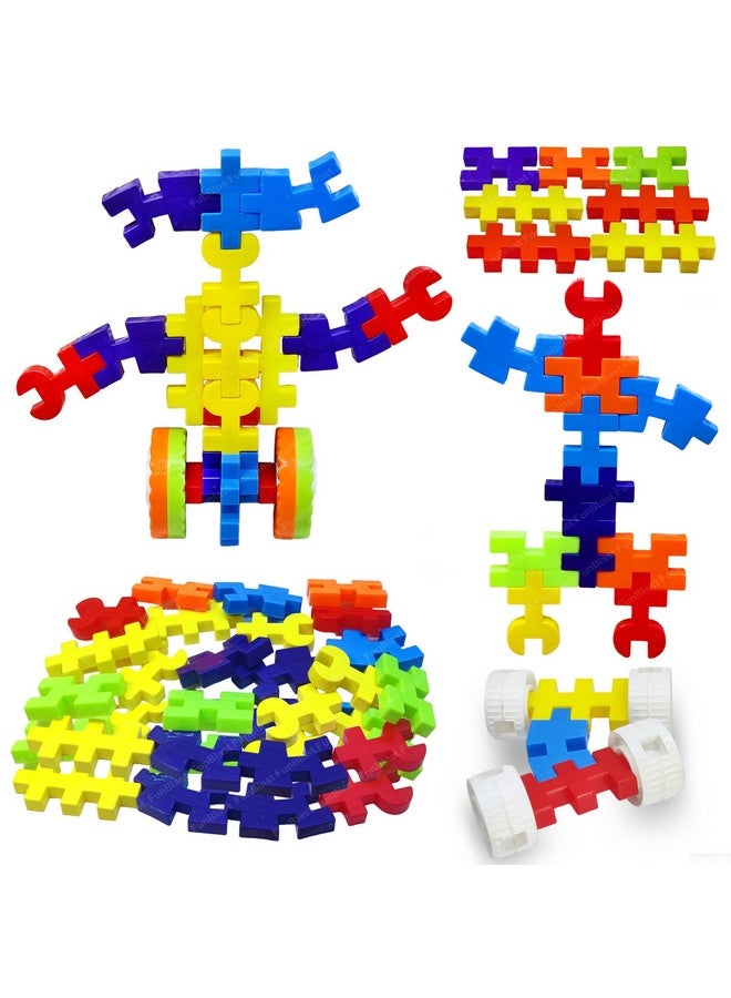 FunBlast Building Blocks for Kids - DIY Building Blocks Toys & Game for Kids, Learning Puzzle Toys for 3+ Years Kids, Boys, Girls, Bricks Toys for Kids (80 Pcs; Multicolor) - Image 1