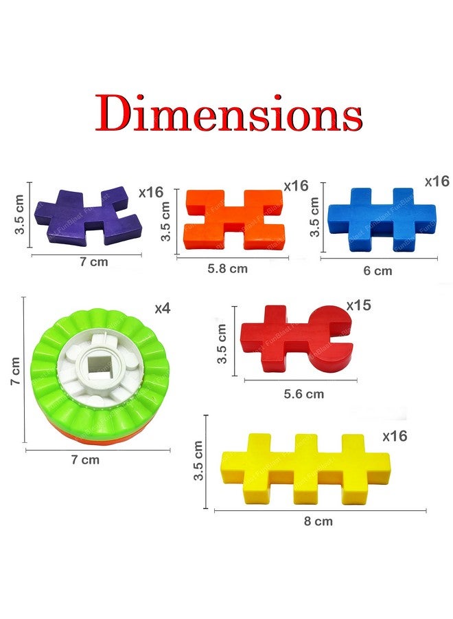 FunBlast Building Blocks for Kids - DIY Building Blocks Toys & Game for Kids, Learning Puzzle Toys for 3+ Years Kids, Boys, Girls, Bricks Toys for Kids (80 Pcs; Multicolor) - Image 2