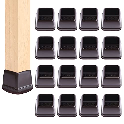 Ezprotekt 24 Pcs Clear Square Silicone Chair Leg Floor Protectors for Hardwood Floors Felt Furniture Pads for Dining Table Leg Bar Stool Leg Floor Protectors Caps Covers M Fit 910 to 1