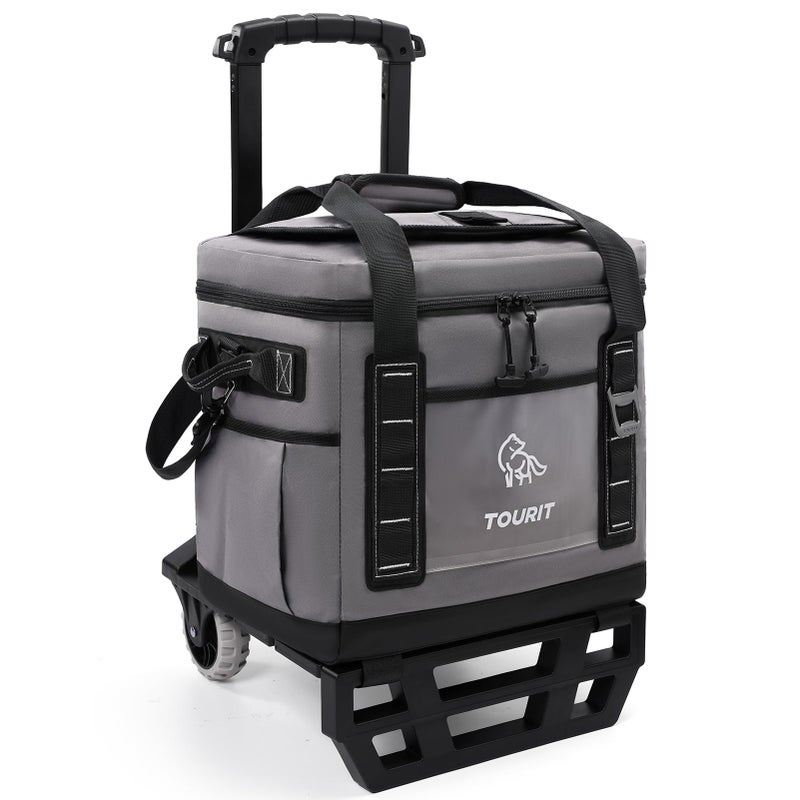 TOURIT Portable 50-Can Collapsible Rolling Soft Cooler with 29L Space & Reinforced All-Terrain Cart with Wheels Easy Transportation, Large Leakproof Travel Beach Ice Chest for Grocery Shopping - Image 1