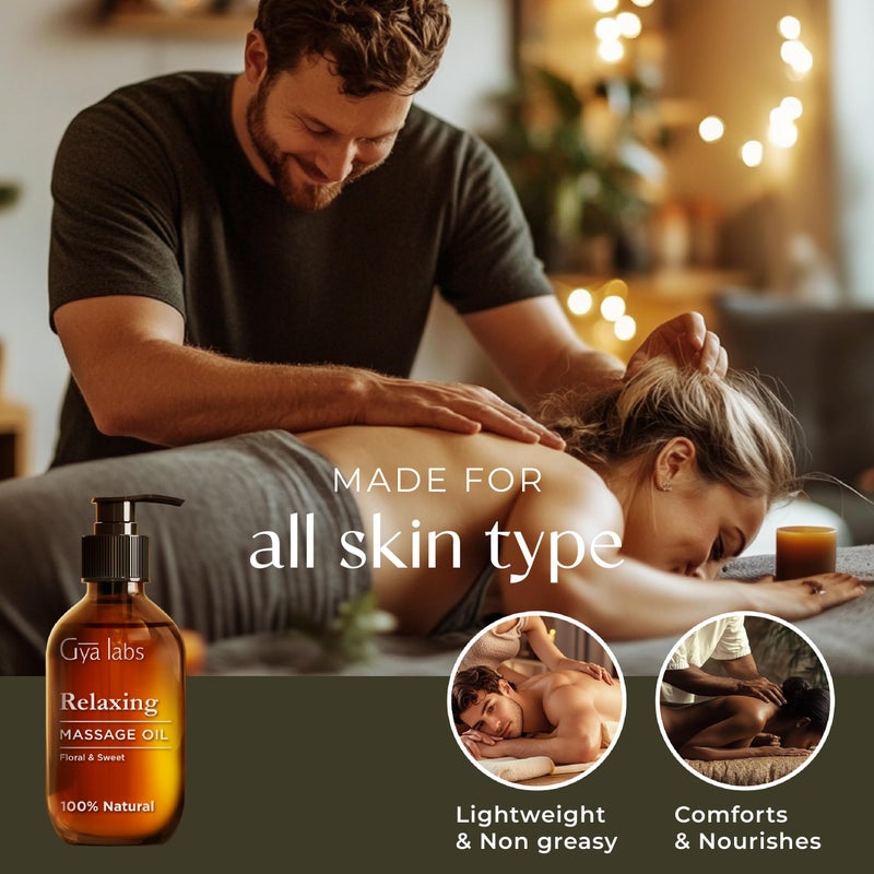 gya labs زيت تدليك مريح من Gya Labs بخلاصة زهرة اليلانغ يلانغ وإبرة الراعي والأرغان العضوي للجسم للبشرة، زيت تدليك طبيعي للعلاج بالتدليك، 6.76 أونصة سائلة - Image 5