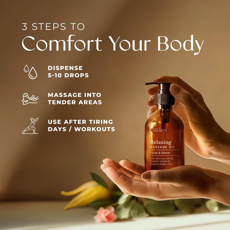 gya labs زيت تدليك مريح من Gya Labs بخلاصة زهرة اليلانغ يلانغ وإبرة الراعي والأرغان العضوي للجسم للبشرة، زيت تدليك طبيعي للعلاج بالتدليك، 6.76 أونصة سائلة - Image 4